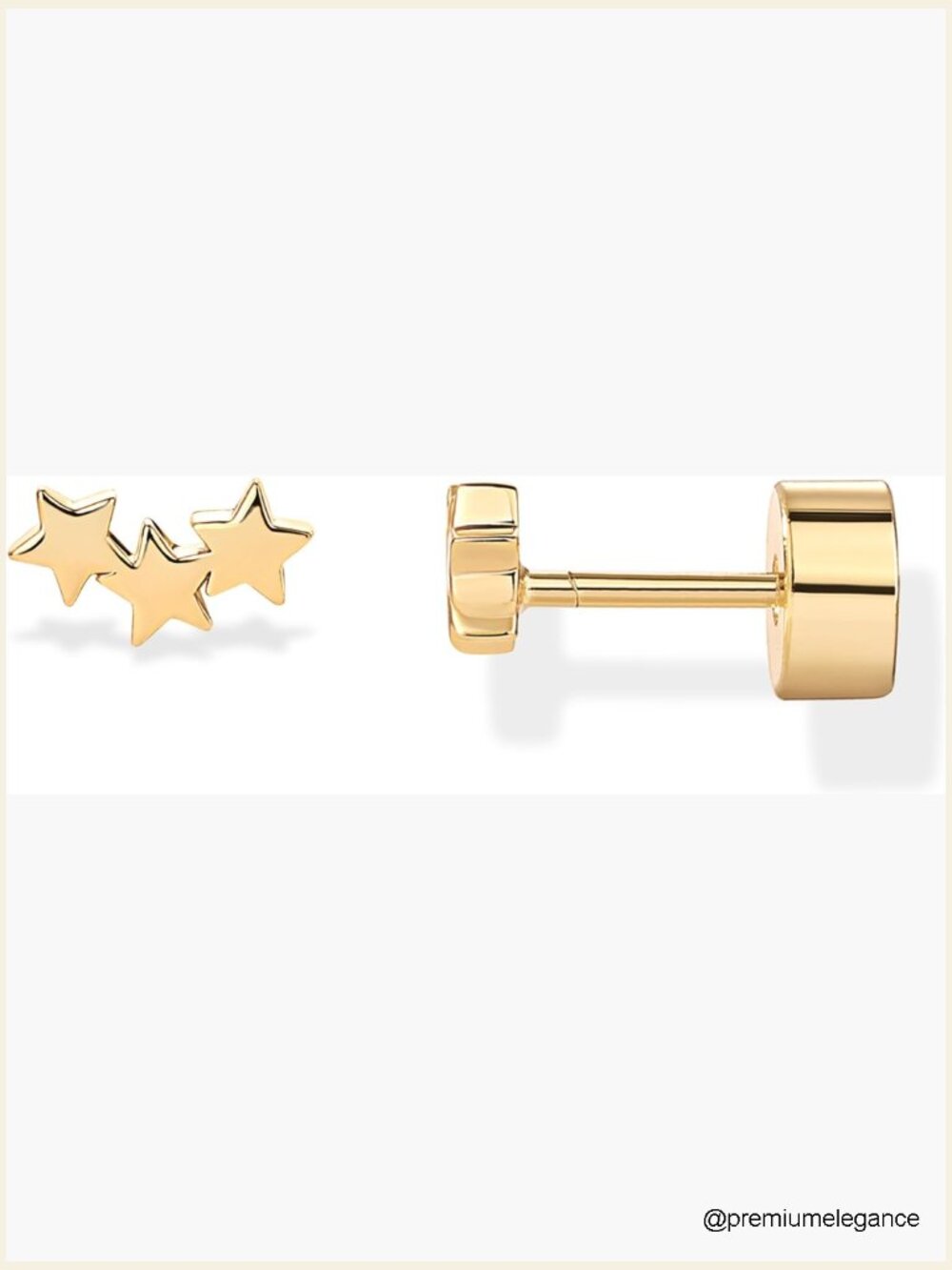 14k Gold Plated Star Cluster Flat Back Stud Earrings for Women Helix Cartilage